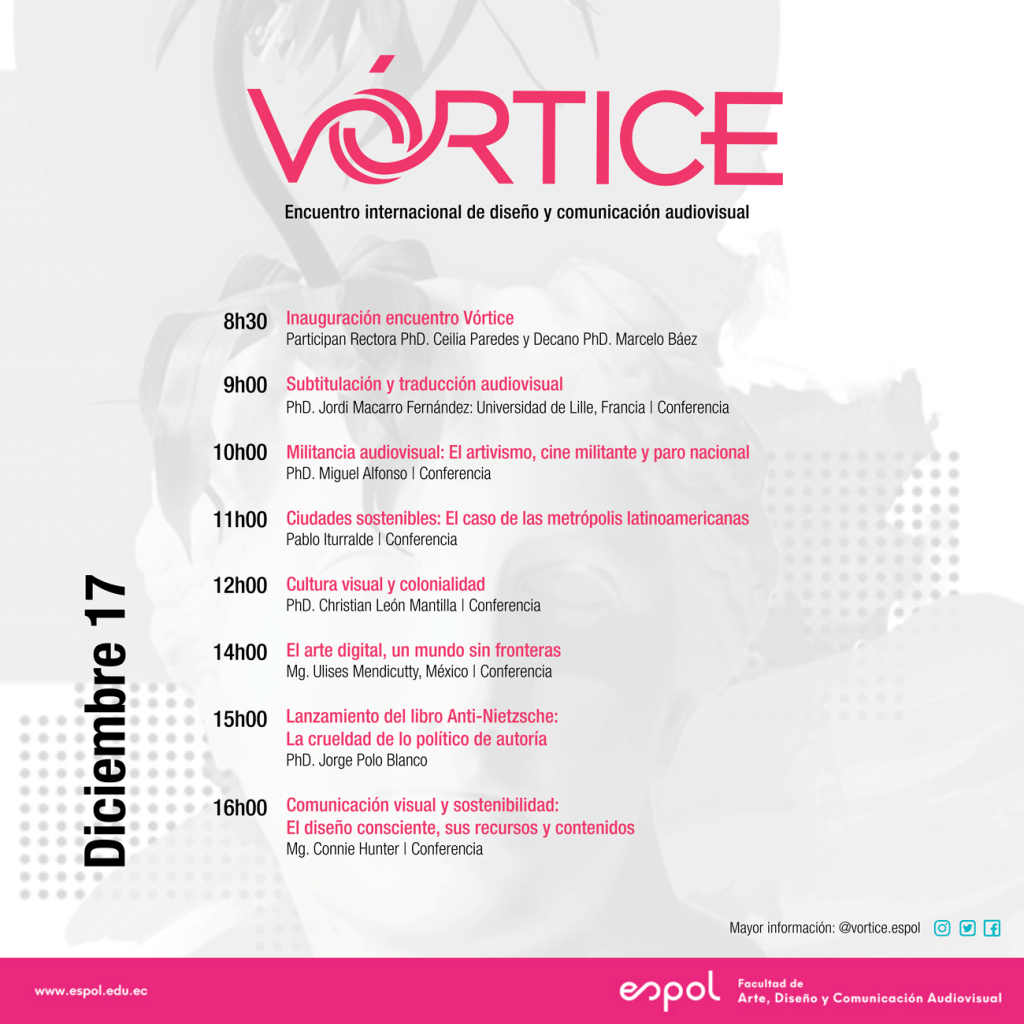 Programación evento Vórtice 2020 ESPOL 17 diciembre